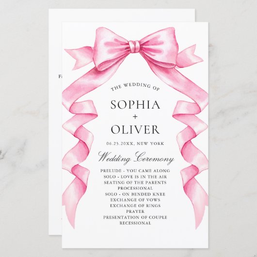 Elegante Gentle Roze Hand Getrokken Boog Wedding P (Voorkant / Achterkant)