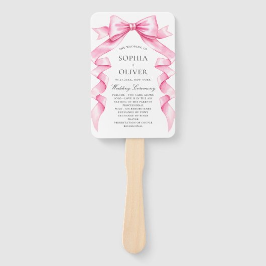 Elegante Gentle Roze Hand Getrokken Boog Wedding P Handwaaier (Voorkant)