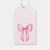 Elegante Gentle Roze Hand Getrokken Bow Ribbon Wed Cadeaulabel (Achterkant)