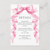 Elegante Gentle Roze Hand Getrokken Bow Wedding De Informatiekaartje (Voorkant)