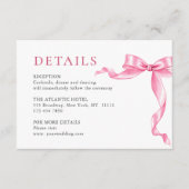 Elegante Gentle Roze Hand Getrokken Bow Wedding De Informatiekaartje (Voorkant)