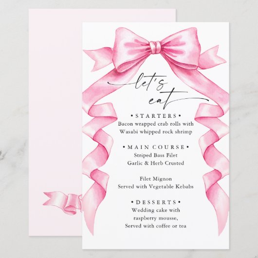 Elegante Gentle Roze Hand getrokken Bow Wedding Me (Voorkant / Achterkant)