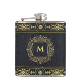 Elegante Gentleman Art Deco Gold Glitter Initiaal Heupfles (Voorkant)