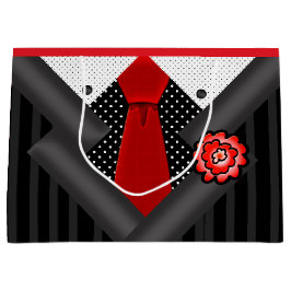 Elegante gentleman in zwart wit en rood large cadeautasje