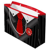 Elegante gentleman in zwart wit en rood large cadeautasje (Achterkant Gekanteld)