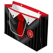 Elegante gentleman in zwart wit en rood large cadeautasje (Voorkant Gekanteld)