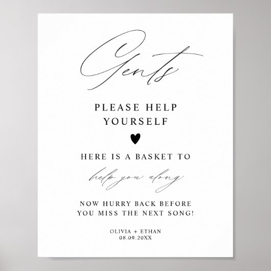 Elegante Gents Badkamer Mand Trouwbord Poster (Voorkant)