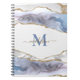 Elegante Geode Agate Monogram Vergulde Glitters  N Notitieboek