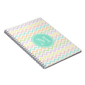 Elegante geometría de chevrón multicolor monograma notitieboek (Rechterzijde)