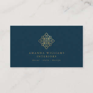 Elegante Geometric Designer Logo Gold/Navy Visitekaartje