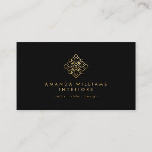 Elegante Geometric Designer Logo Goud/Zwart Visitekaartje
