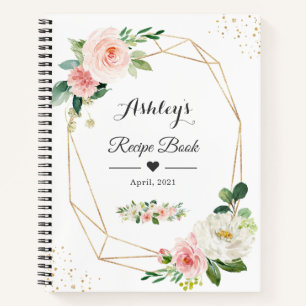 Elegante Geometrisch bloost het Roze BloemenBoek Notitieboek
