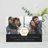 Elegante Geometrische 2 Foto Save the Date (Staand voorkant)