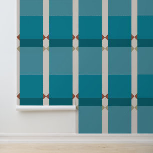Elegante geometrische aardse tinten blauw bruin en behang