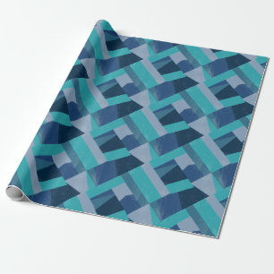 Elegante geometrische Abstract blauw & turquoise Cadeaupapier