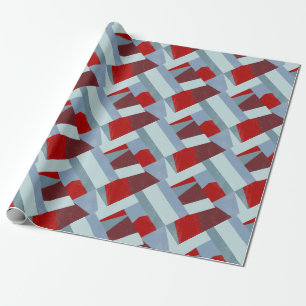 Elegante geometrische Abstracte rood en grijs dece Cadeaupapier