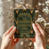 Elegante geometrische Art Deco bruiloft Informatiekaartje