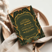 Elegante geometrische Art Deco bruiloft Kaart