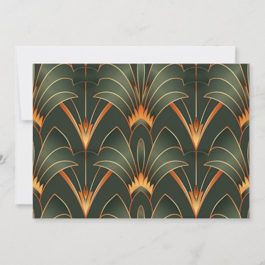 Elegante geometrische Art Deco bruiloft Kaart (Achterkant)