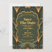 Elegante geometrische Art Deco bruiloft Save The Date (Voorkant)