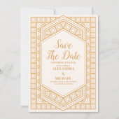 Elegante geometrische Art Deco bruiloft Save The Date (Voorkant)