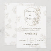 Elegante geometrische bloemenbruiloft uitnodiging (Voorkant / Achterkant)