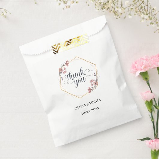 Elegante geometrische bloemendank u bruiloft bedankzakje (Gezegeld)