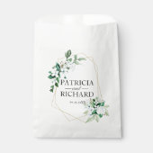 Elegante geometrische bloemengroen bruiloft bedankzakje (Voorkant)