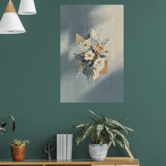 Elegante Geometrische Botanische Kunst Poster (Woonkamer 1)