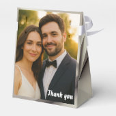Elegante geometrische bruiloft gunstbox met foto bedankdoosjes (Achterkant)
