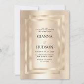Elegante geometrische champagne gouden glam bruilo kaart (Voorkant)