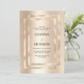 Elegante geometrische champagne gouden glam bruilo kaart (Staand voorkant)