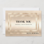 Elegante geometrische champagne gouden glam Dank u Kaart (Voorkant)
