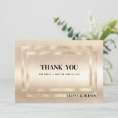 Elegante geometrische champagne gouden glam Dank u Kaart (Staand voorkant)