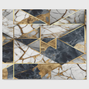 Elegante geometrische goud zwarte marmer cadeaupapier