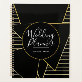 Elegante geometrische gouden en folie strepen trou planner