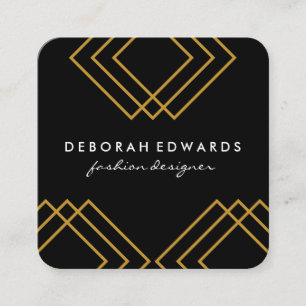 Elegante geometrische gouden lijnen eenvoudig zwar vierkante visitekaartje