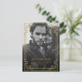 ELEGANTE GEOMETRISCHE GOUDEN LIJST FOTO SLA DE DAT AANKONDIGINGSKAART (Staand voorkant)