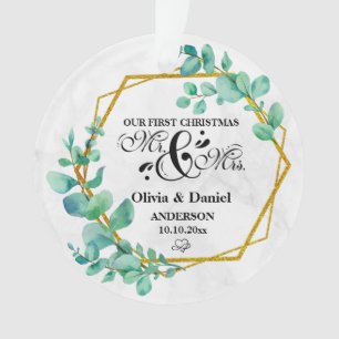 Elegante geometrische gouden lijst met eucalyptusb ornament