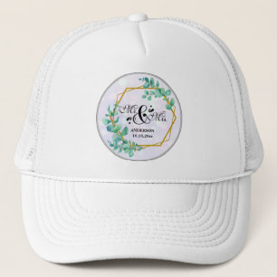 Elegante geometrische gouden lijst met eucalyptusb trucker pet