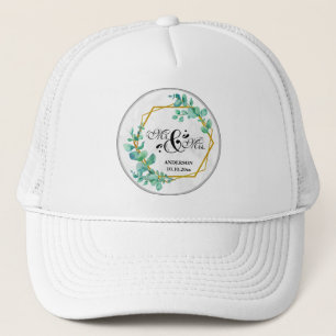 Elegante geometrische gouden lijst met eucalyptusb trucker pet