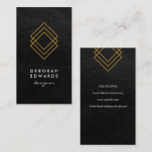 Elegante geometrische gouden vierkanten faux leer visitekaartje (Voorkant / Achterkant)