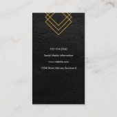 Elegante geometrische gouden vierkanten faux leer visitekaartje (Achterkant)