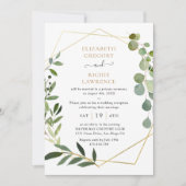 Elegante geometrische groene huwelijksreceptie kaart (Voorkant)