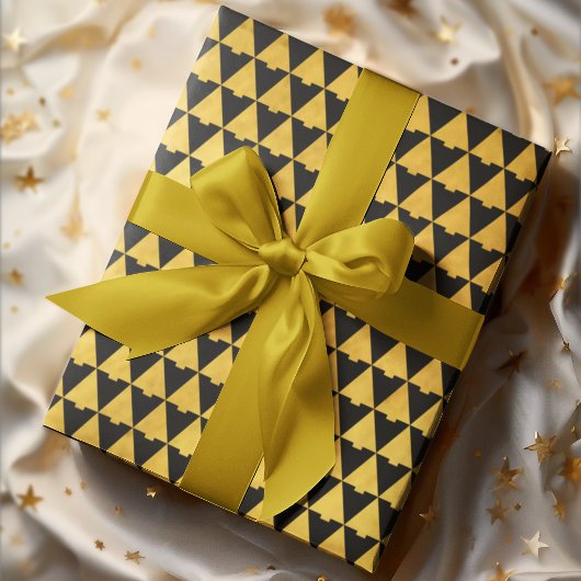 Elegante geometrische houtskool kerstboom vakantie cadeaupapier