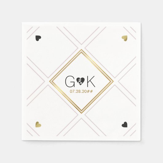 elegante geometrische lijnen met monogram . bruilo servetten (Voorkant)