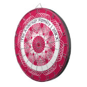 Elegante geometrische lijnkunst rood wit gepersona dartbord (Voorkant Rechts)