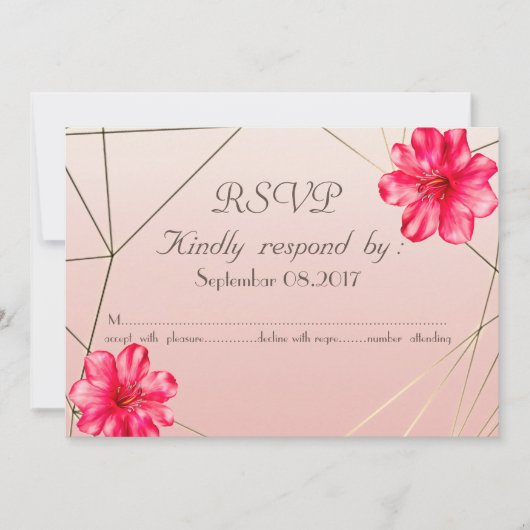 Elegante Geometrische Magnolia RSVP Kaart (Voorkant)