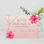 Elegante Geometrische Magnolia RSVP Kaart (Staand voorkant)