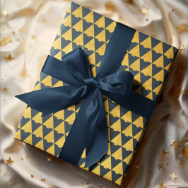 Elegante geometrische marine blauwe kerstboom vaka cadeaupapier